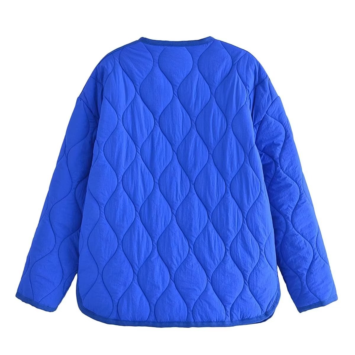 Quilted Button Down Crew Neck Jacket