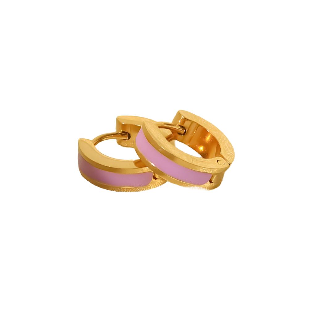 Stripe Accent Small Hoop Earrings