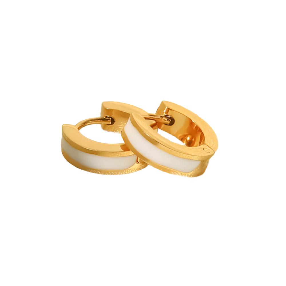 Stripe Accent Small Hoop Earrings