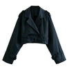 Long Sleeve Belted Cropped Trench