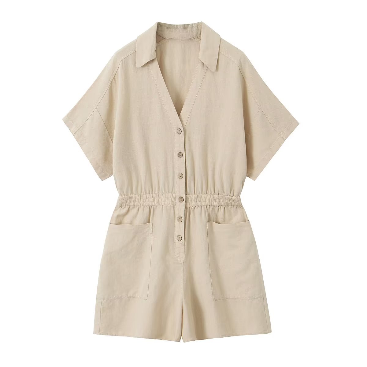 V-Neck Buttoned Romper