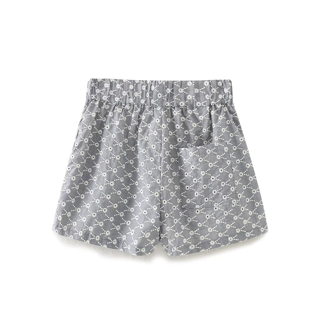 Laser Cut High Waist Shorts