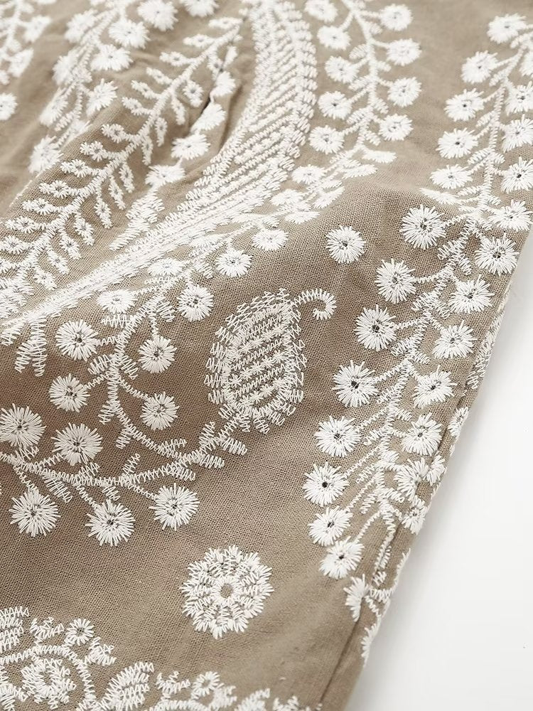 Embroidered High Waist Shorts