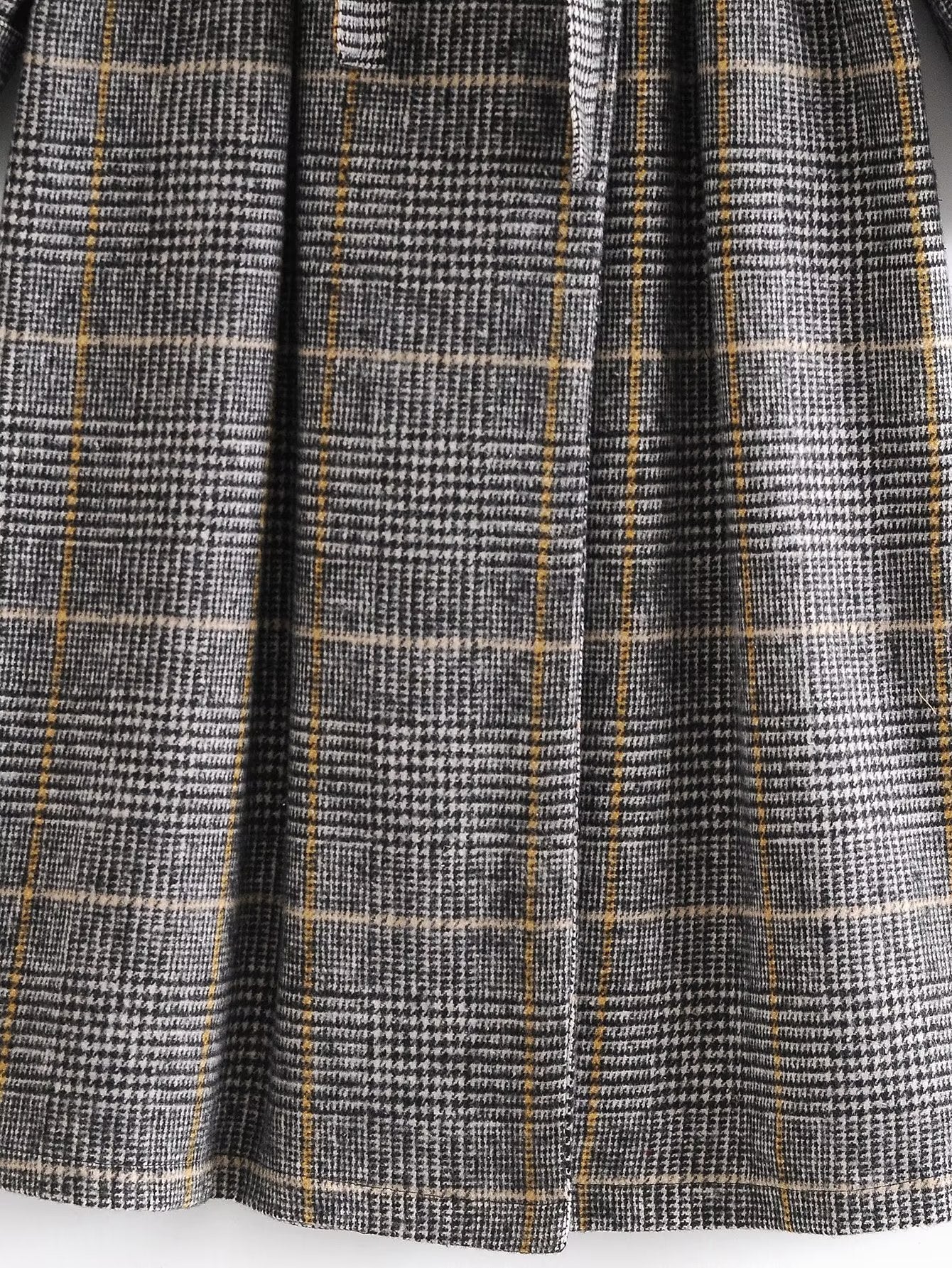 Belted Plaid 3/4 Length Coat