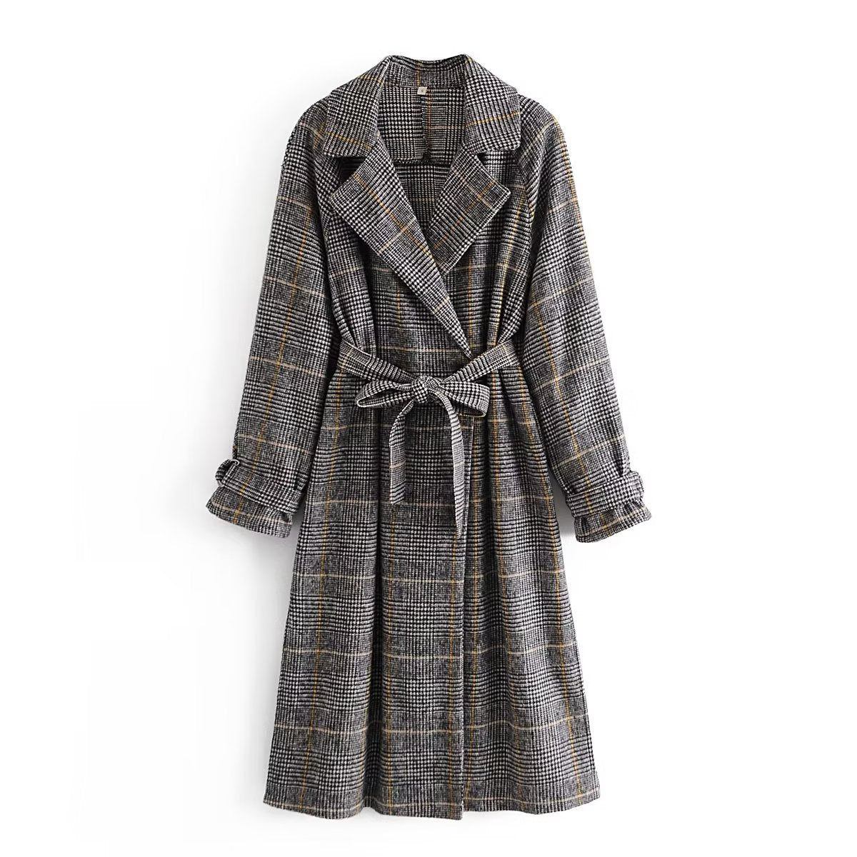 Womens plaid wrap fashion coat