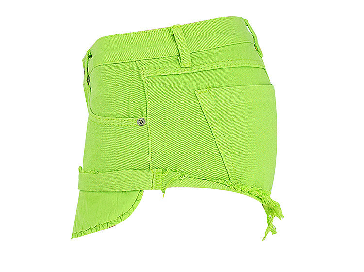 Exposed Pocket Ultra Short Frayed Hem Shorts