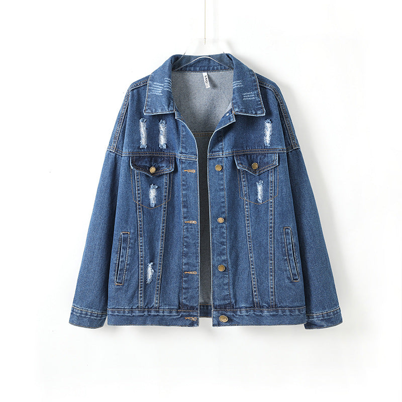 Distressed Long Sleeve Denim Jacket