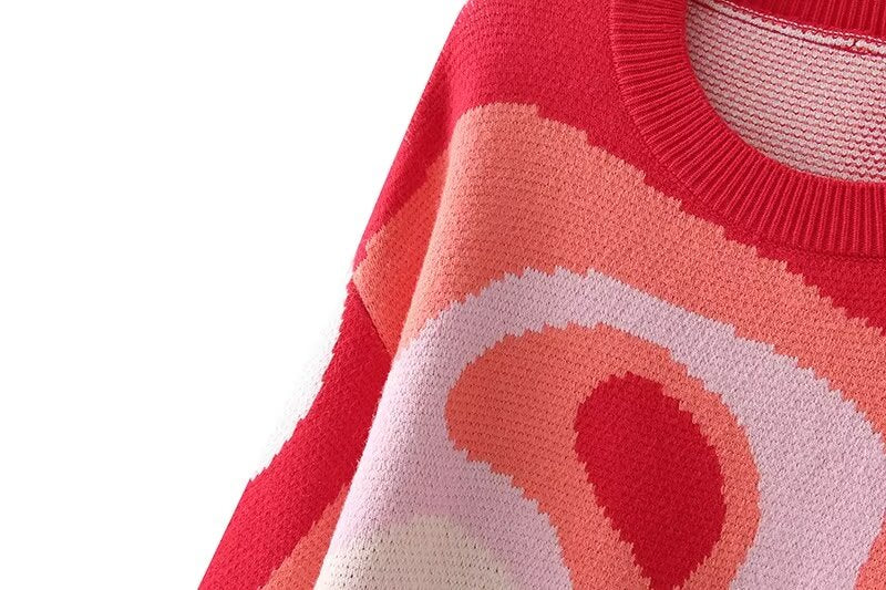 Abstract Print Crew Neck Sweater