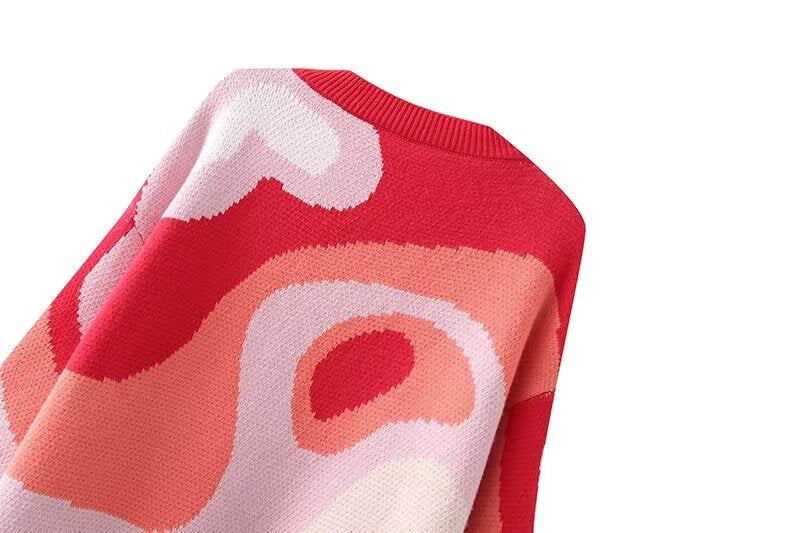 Abstract Print Crew Neck Sweater