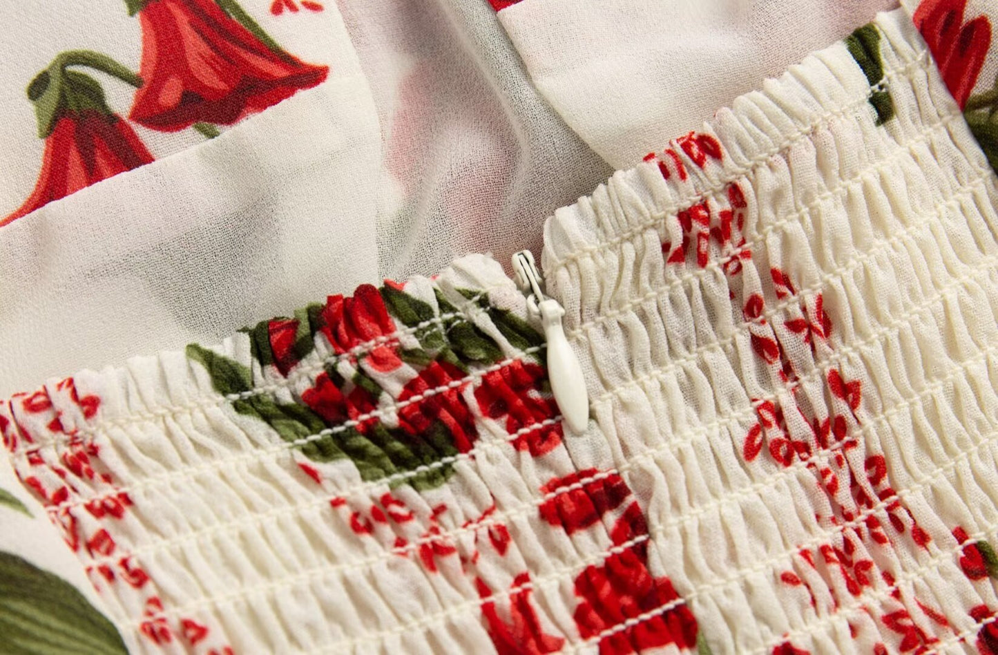 Tied Strap Red Floral Fit and Flare Mini Dress