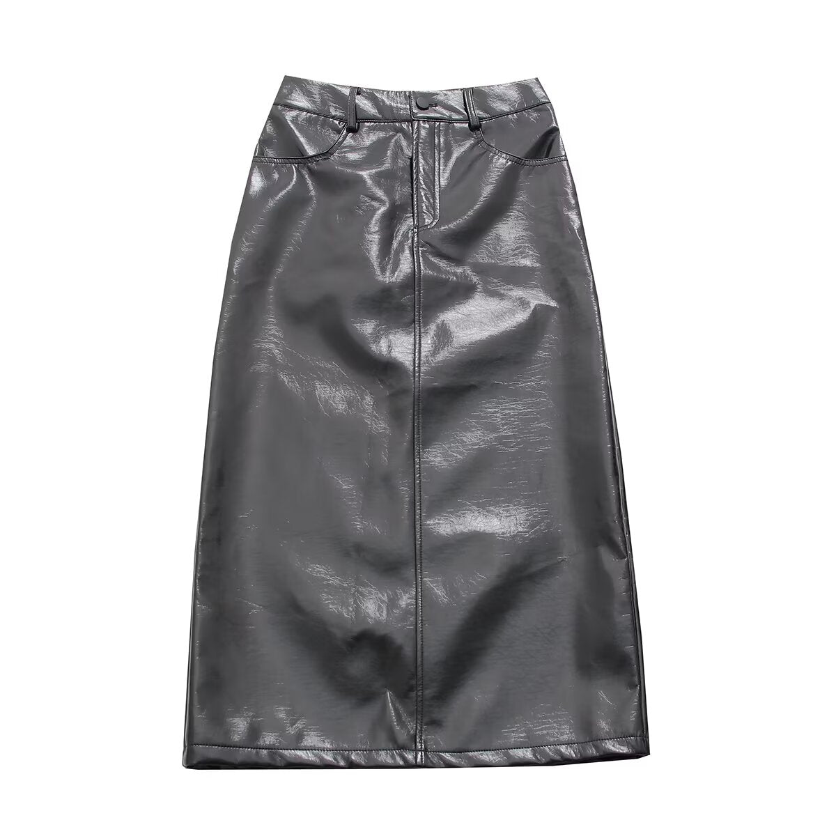 High Waist Faux Leather Pencil Skirt