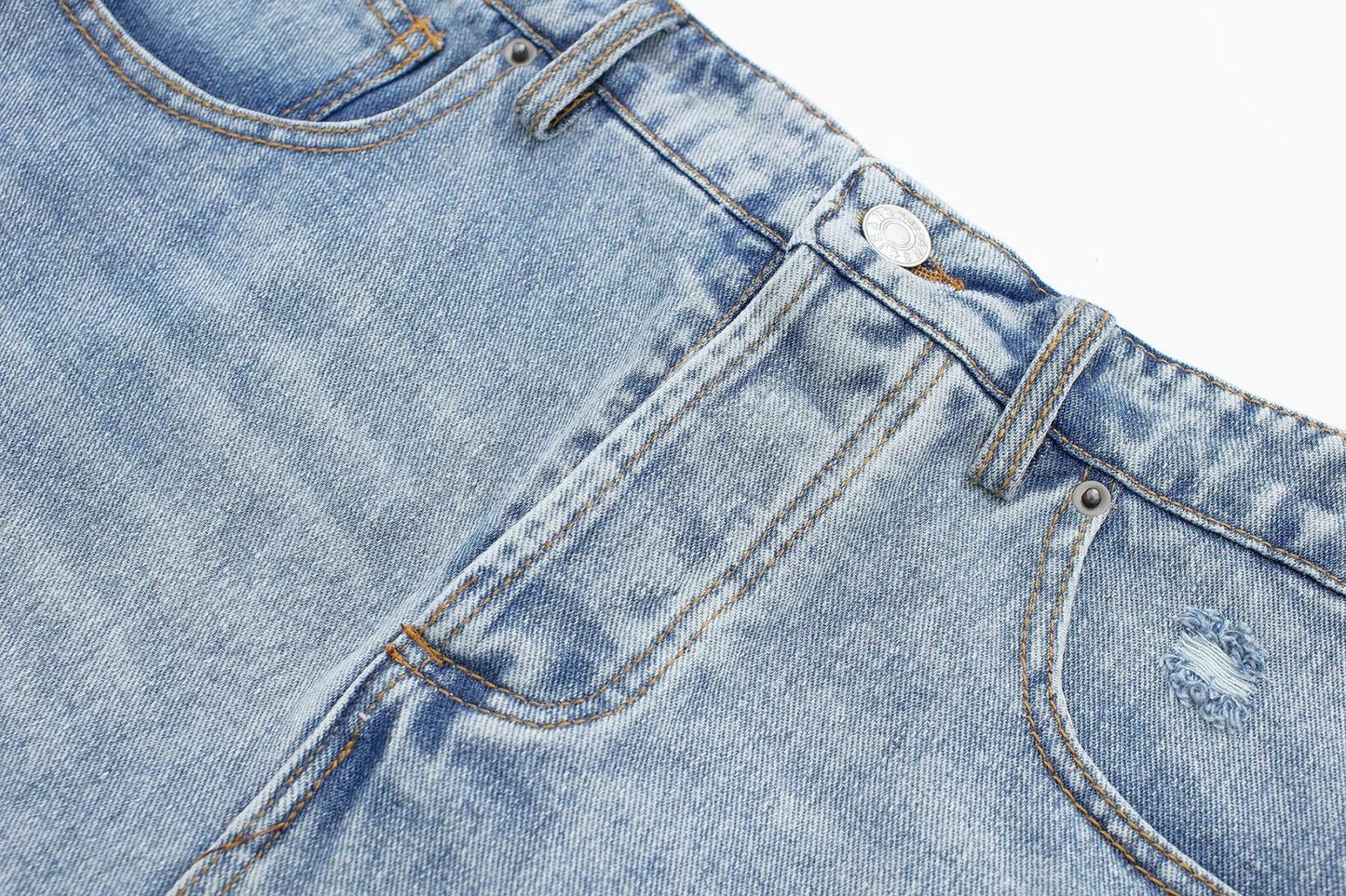 High Waist Light Wash Denim Shorts