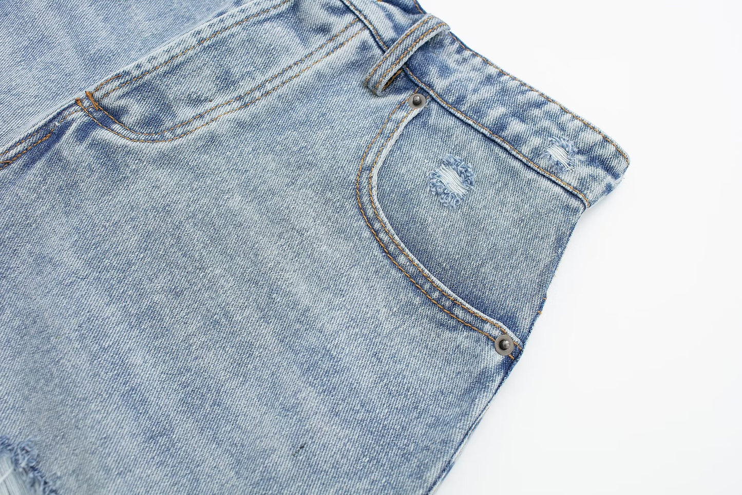 High Waist Light Wash Denim Shorts