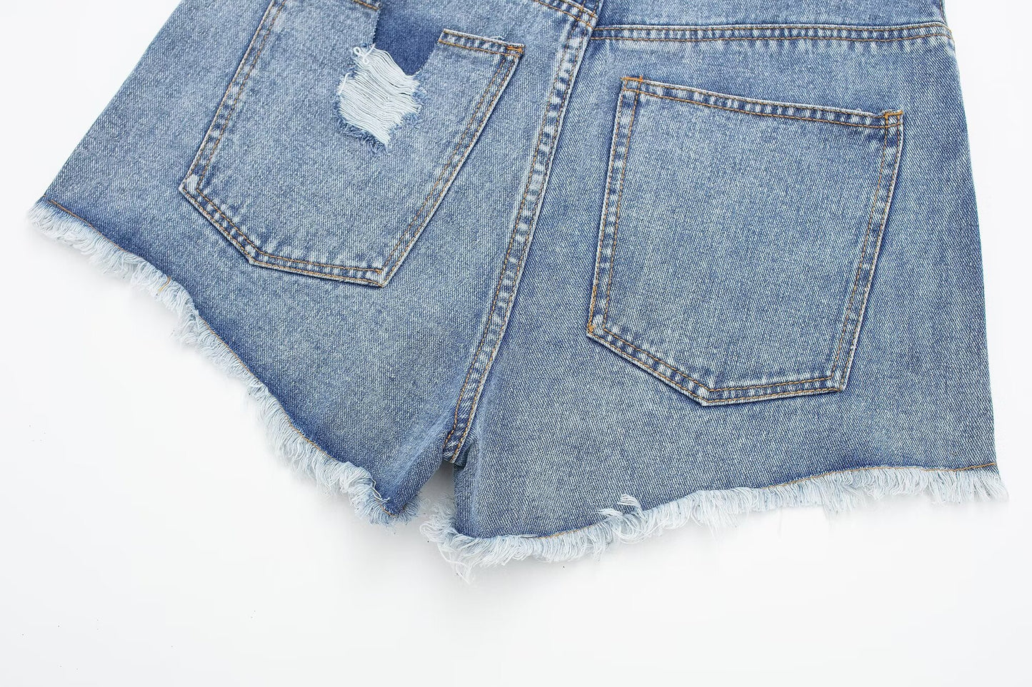 High Waist Light Wash Denim Shorts