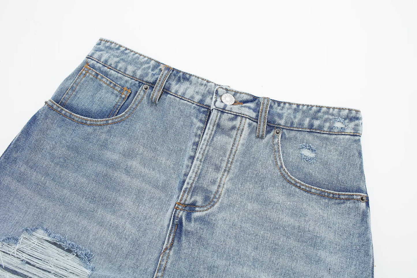High Waist Light Wash Denim Shorts