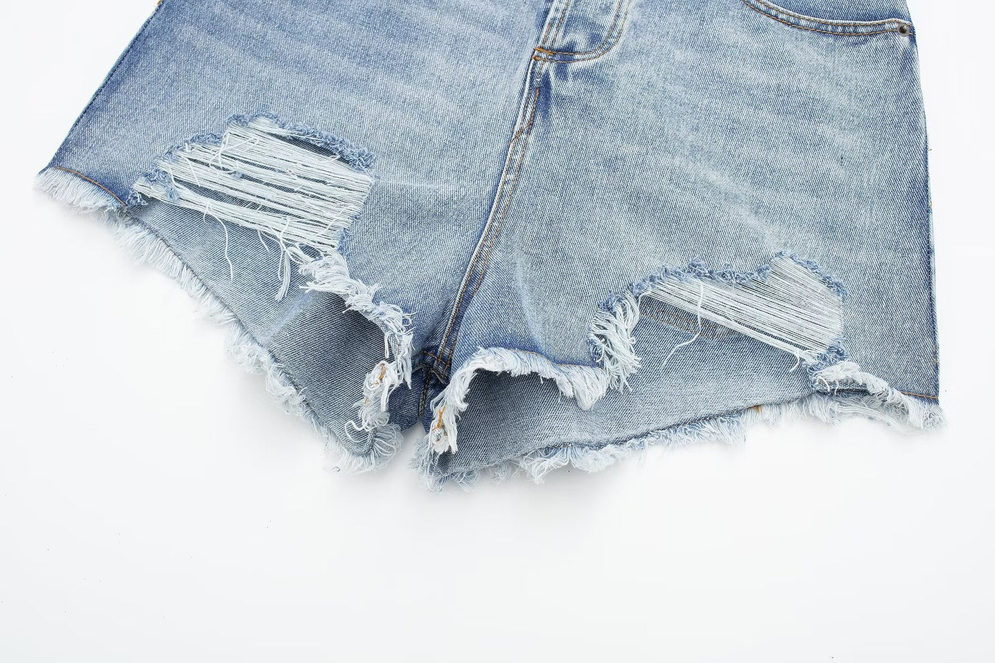 High Waist Light Wash Denim Shorts