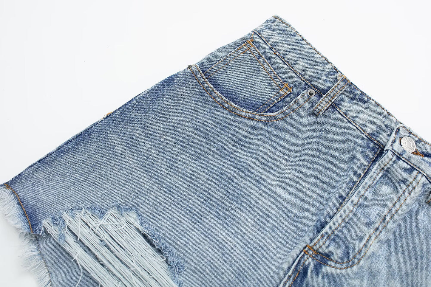 High Waist Light Wash Denim Shorts