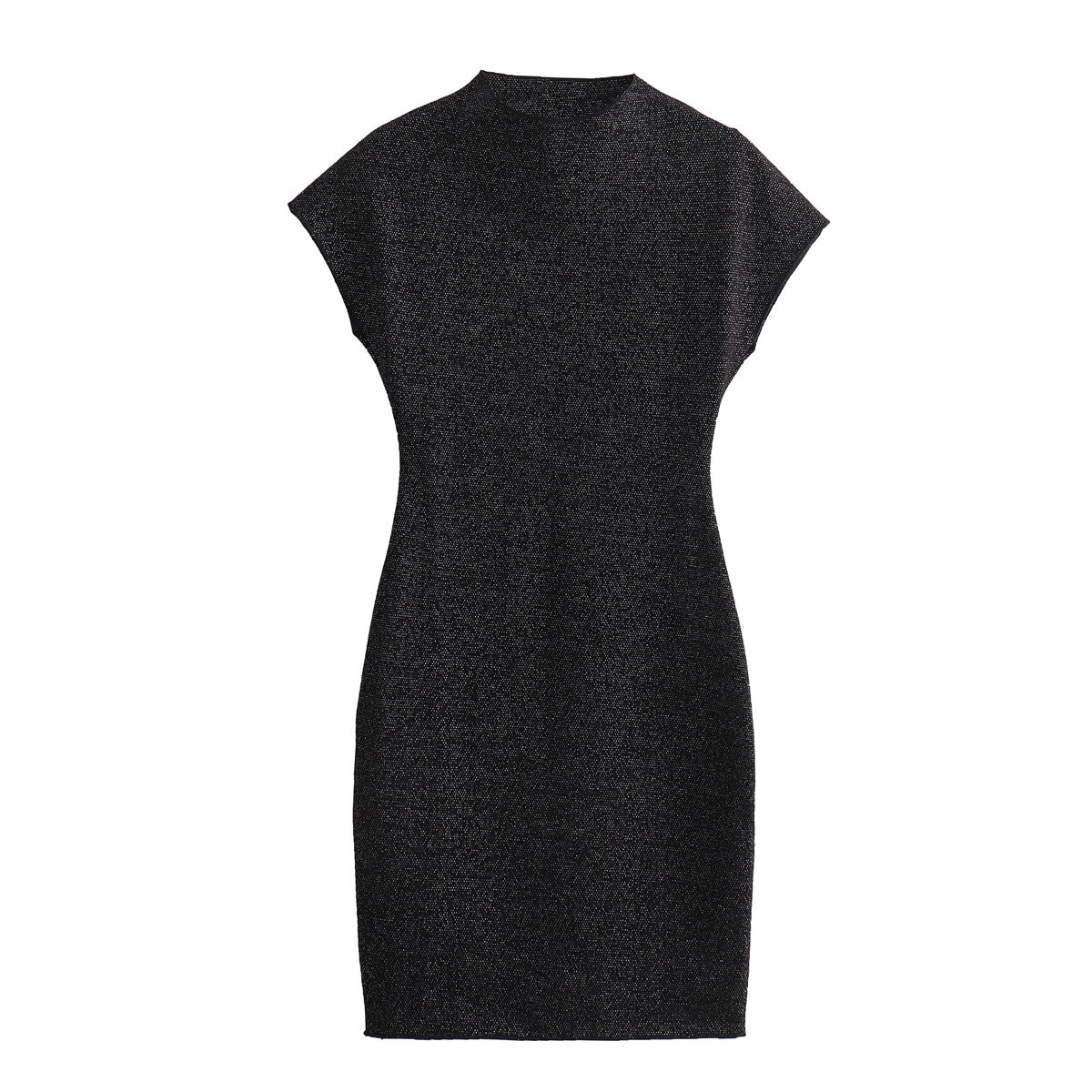 Cap Sleeve Mock Neck Mini Dress