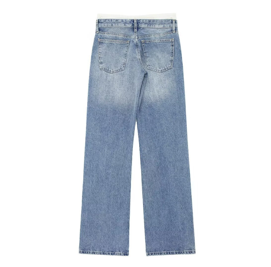 Drawstring Waist High Waist Denim Jeans