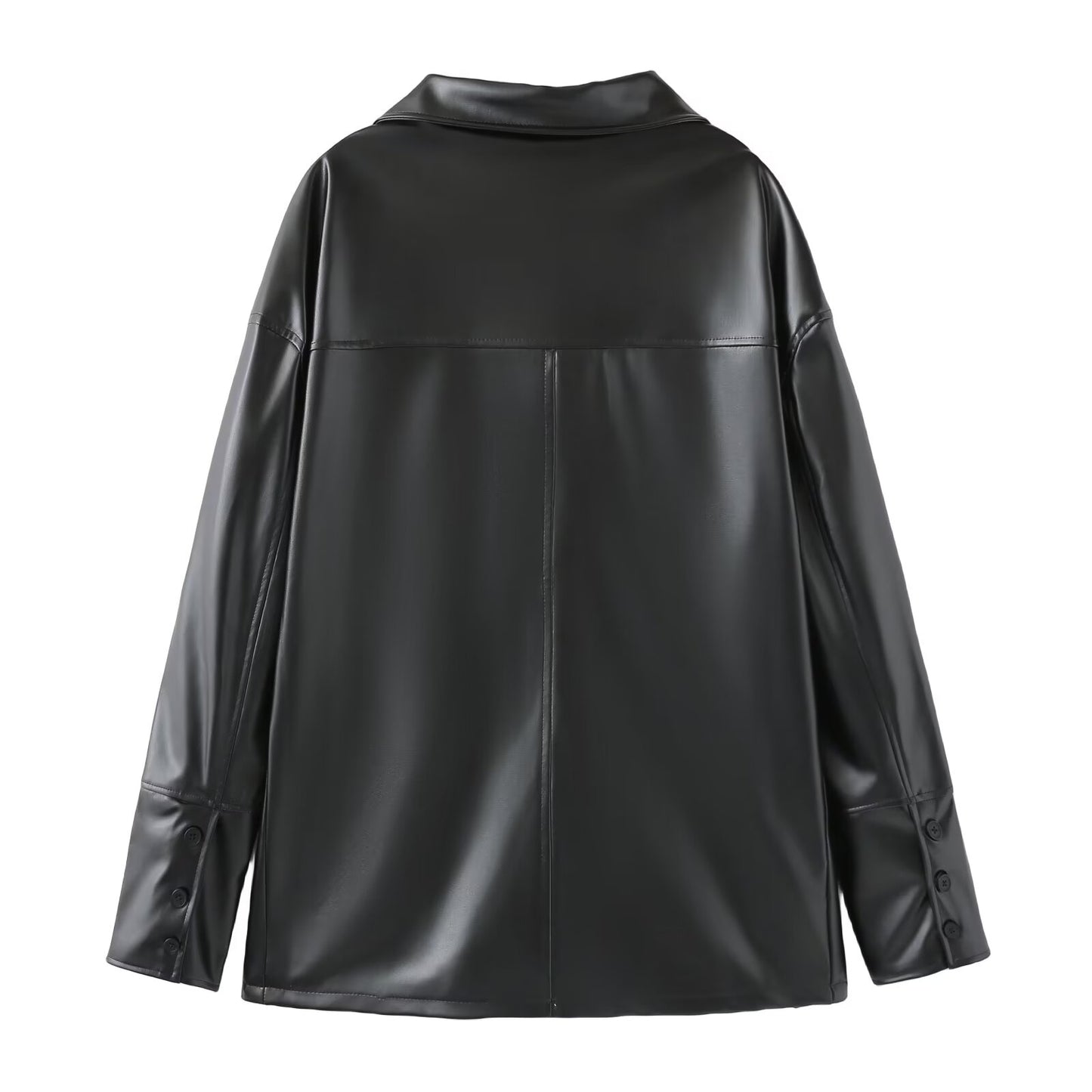 Long Sleeve Leather Button Down Shirt