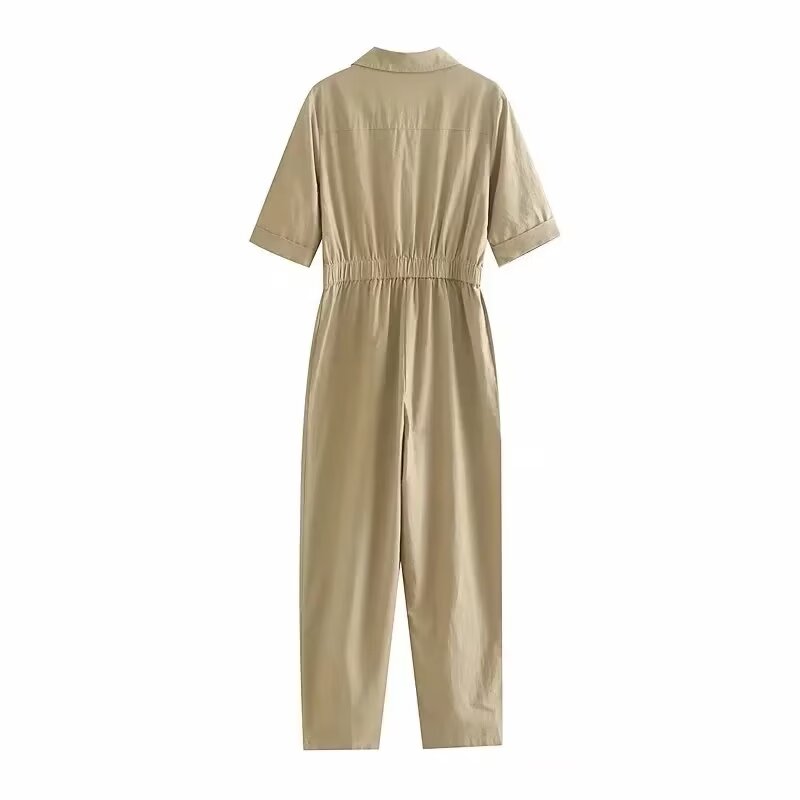 Collared Short Sleeve Jumpsuit