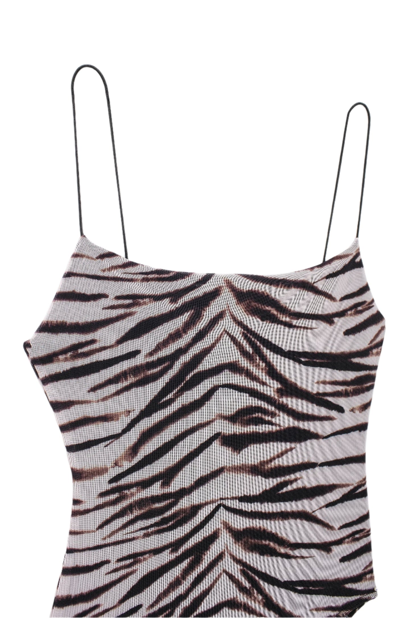 Spaghetti Strap Zebra Print Bodysuit