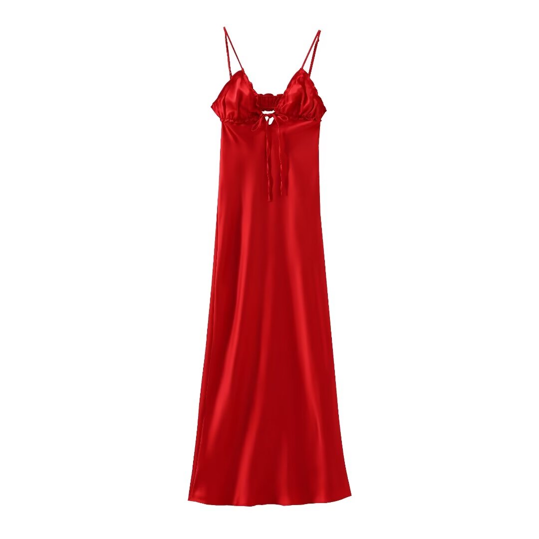 Spaghetti Strap V-Neck Cut Out Maxi Dress
