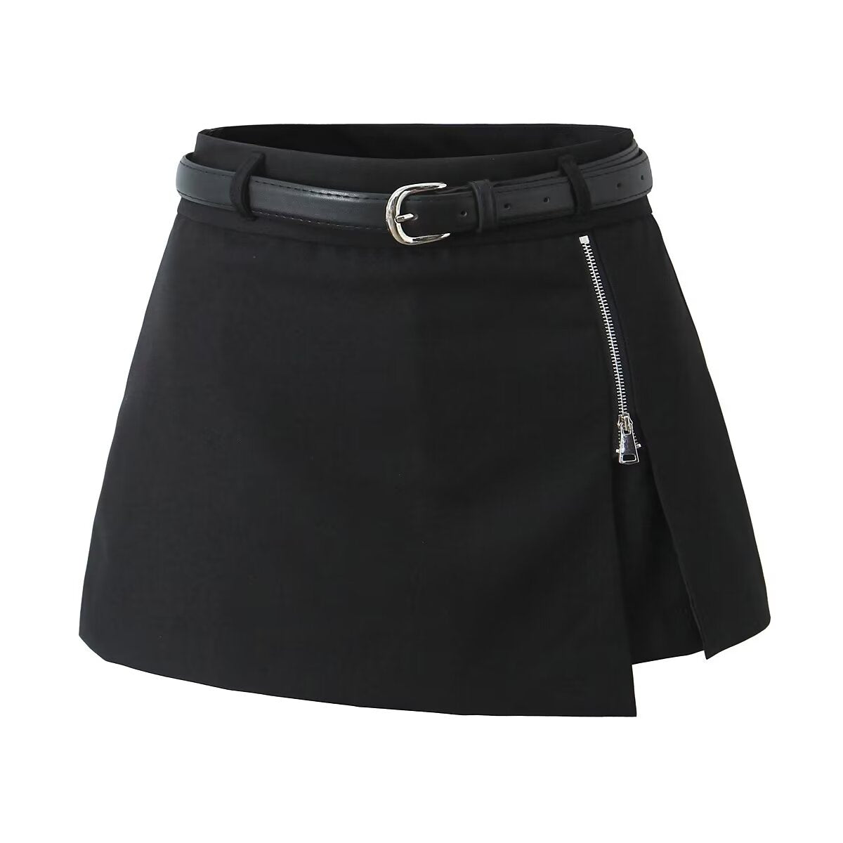 Belted Zip Up Skort