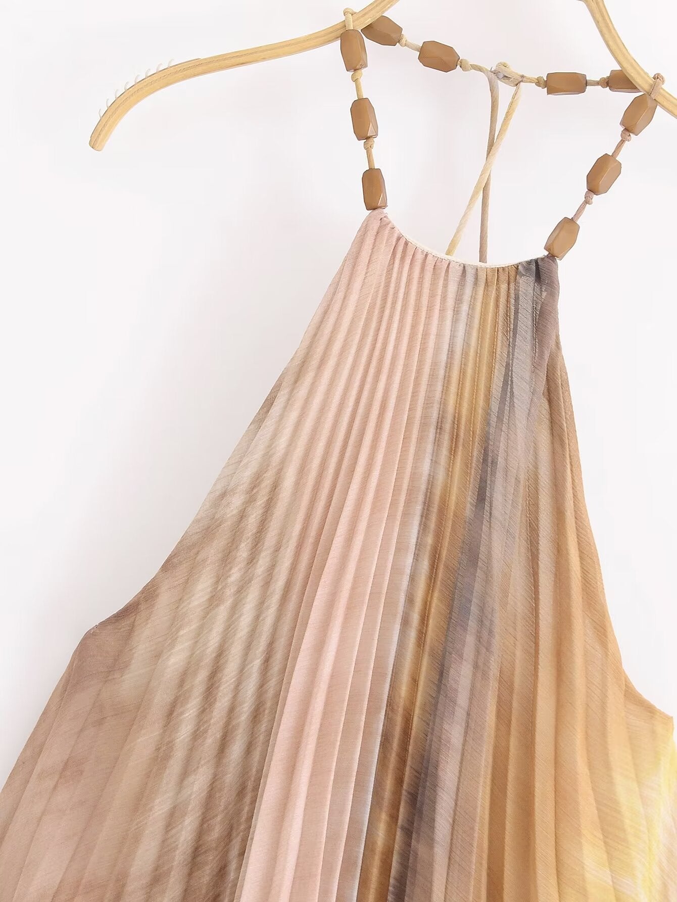 Beaded A Line Pleated Maxi Dress