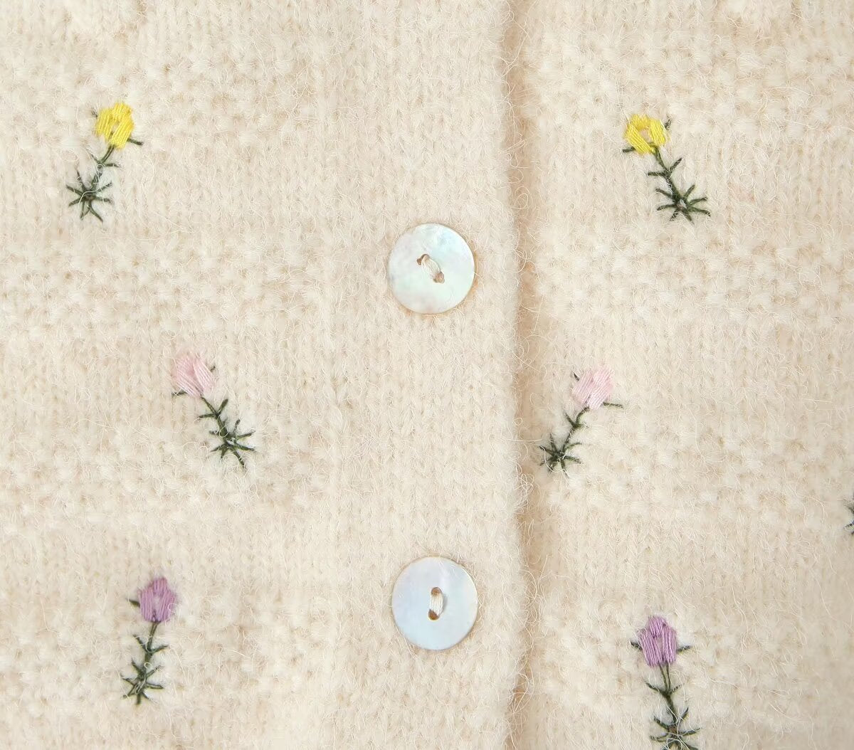 Rose Embroidery Cardigan Sweater