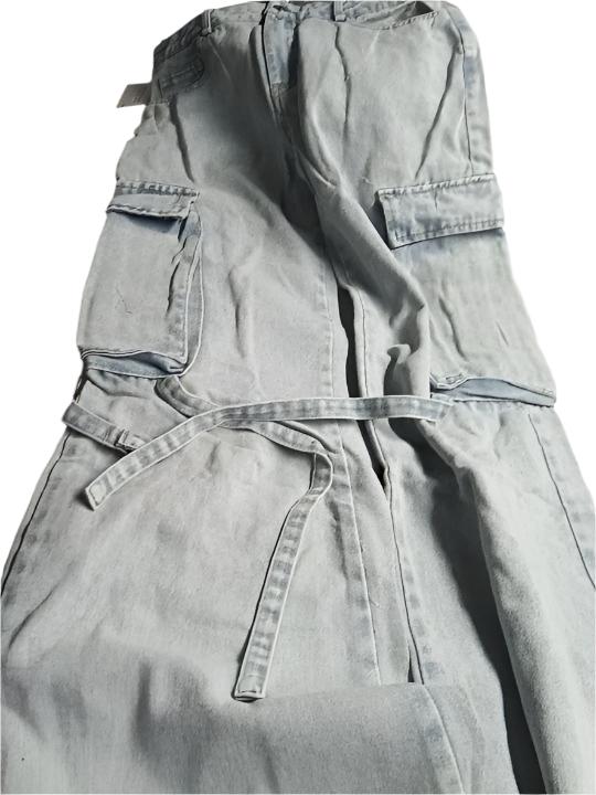 Low Rise Wide Leg Cargo Pocket Jeans