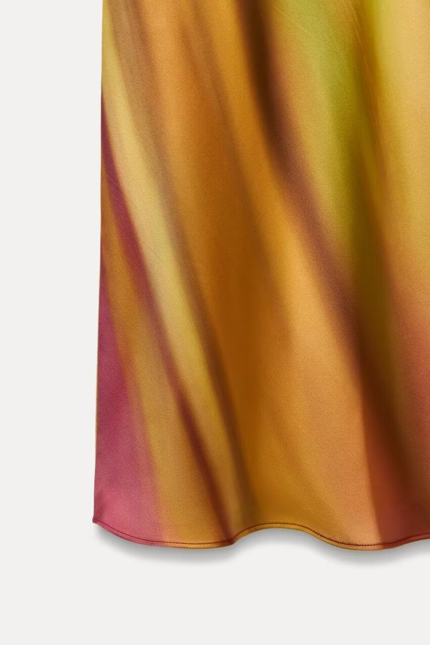 Print Satin Cross Back Halter Dress