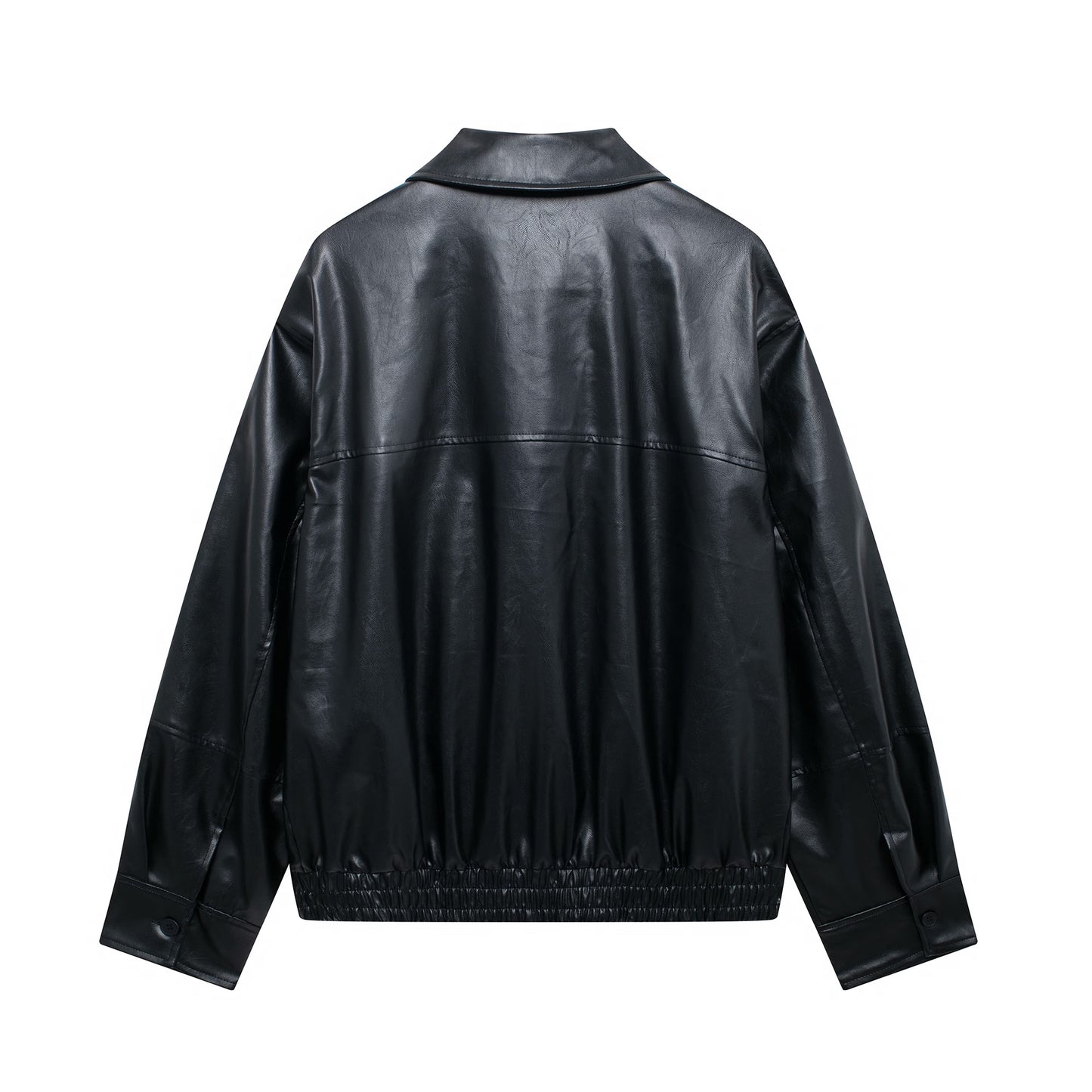 Long Sleeve Faux Leather Oversized Jacket