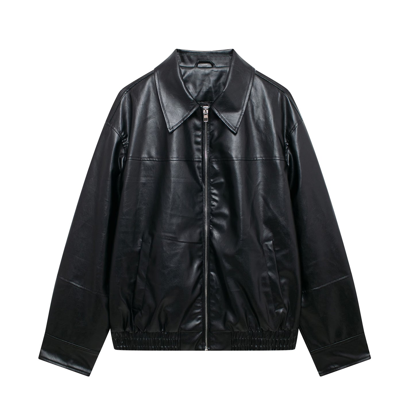 Long Sleeve Faux Leather Oversized Jacket