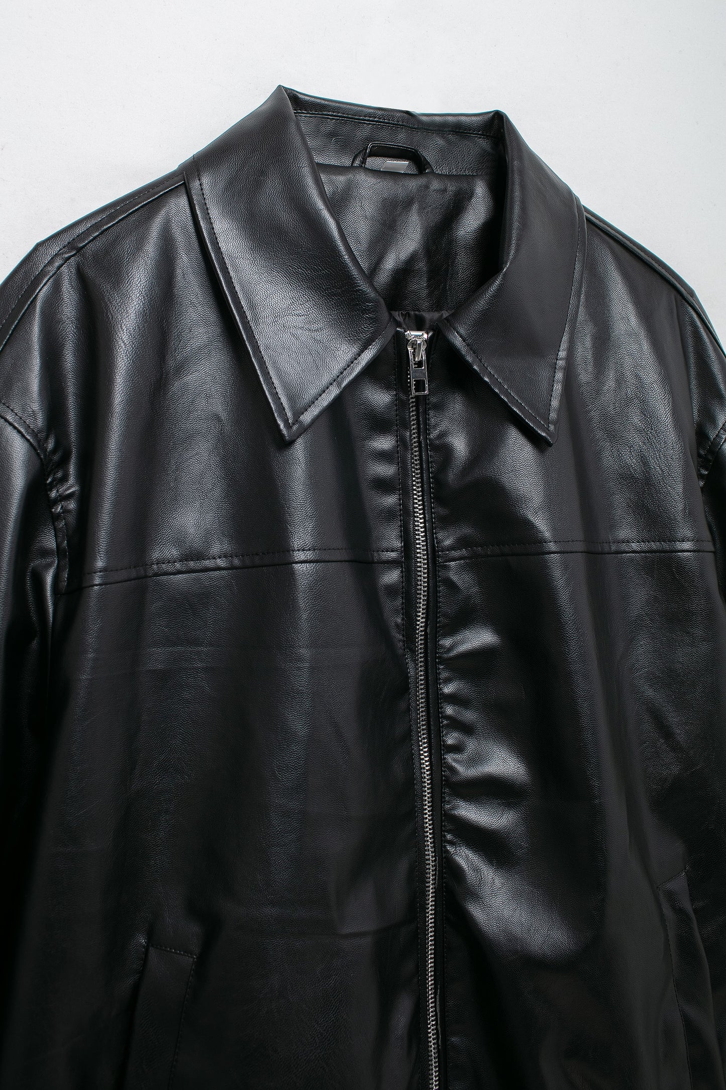 Long Sleeve Faux Leather Oversized Jacket