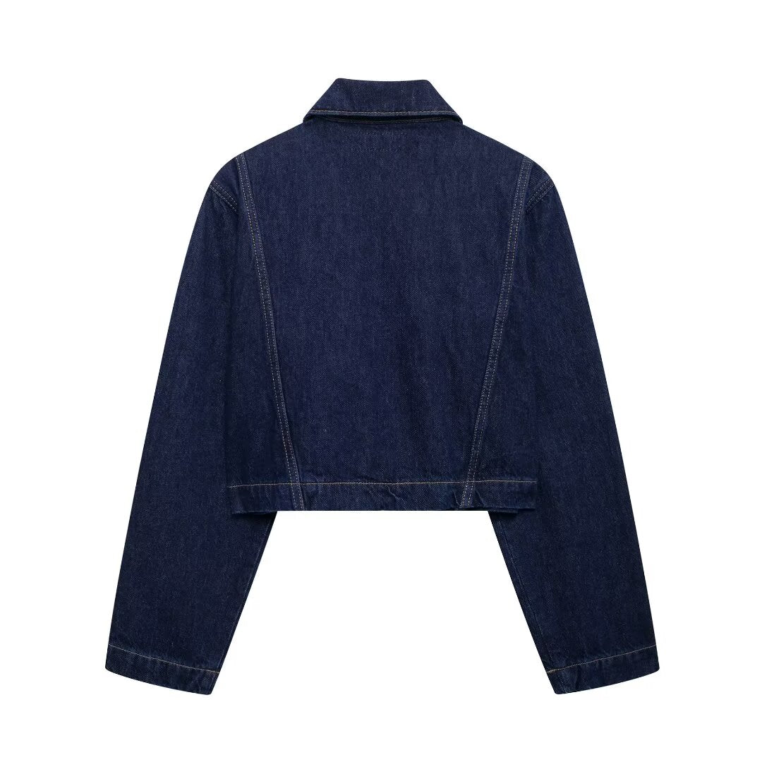 Long Sleeve Cropped Denim Top