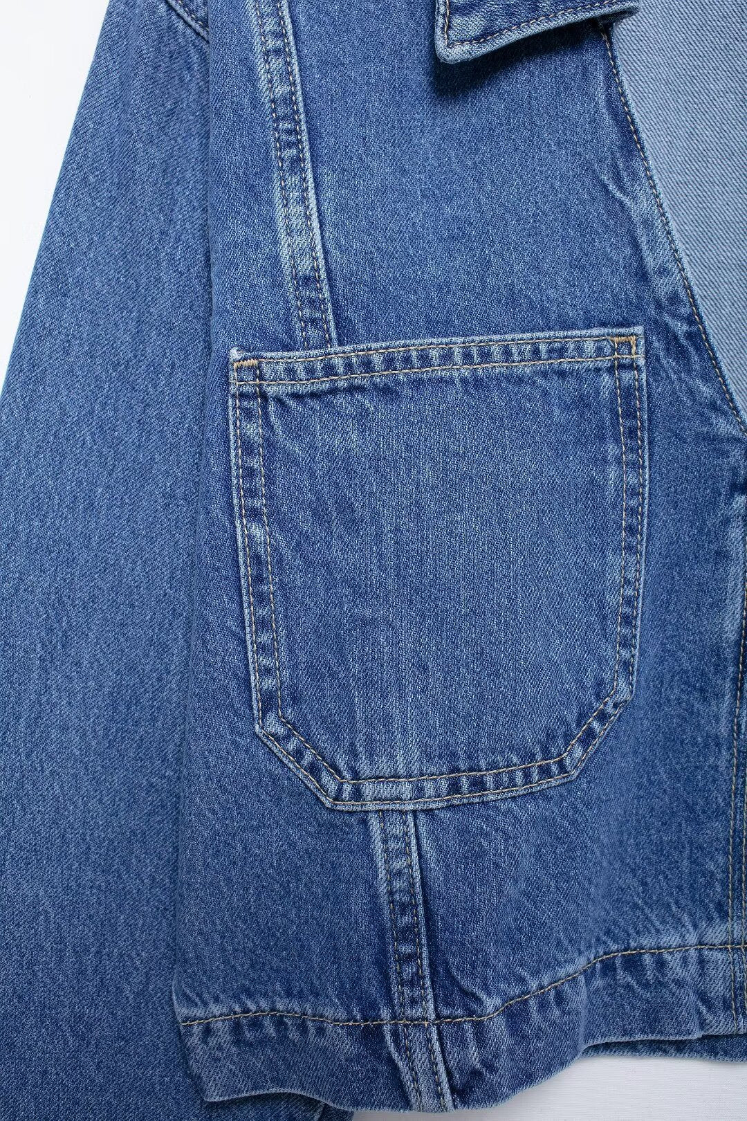 Long Sleeve Cropped Denim Top