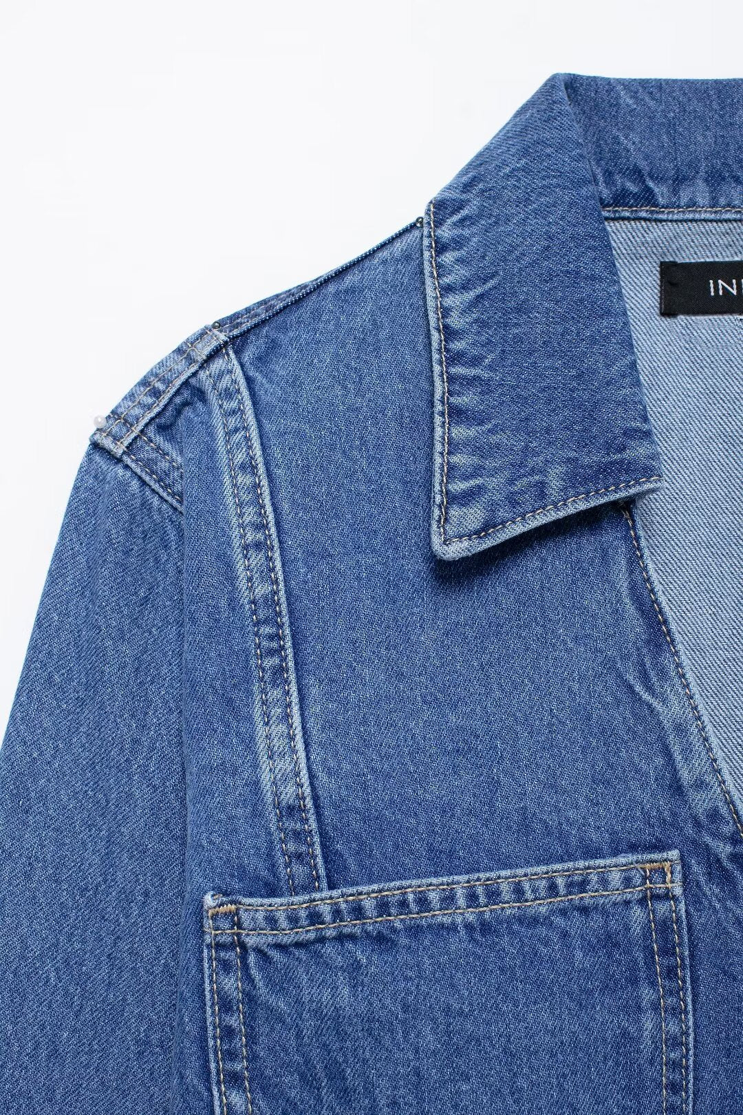 Long Sleeve Cropped Denim Top