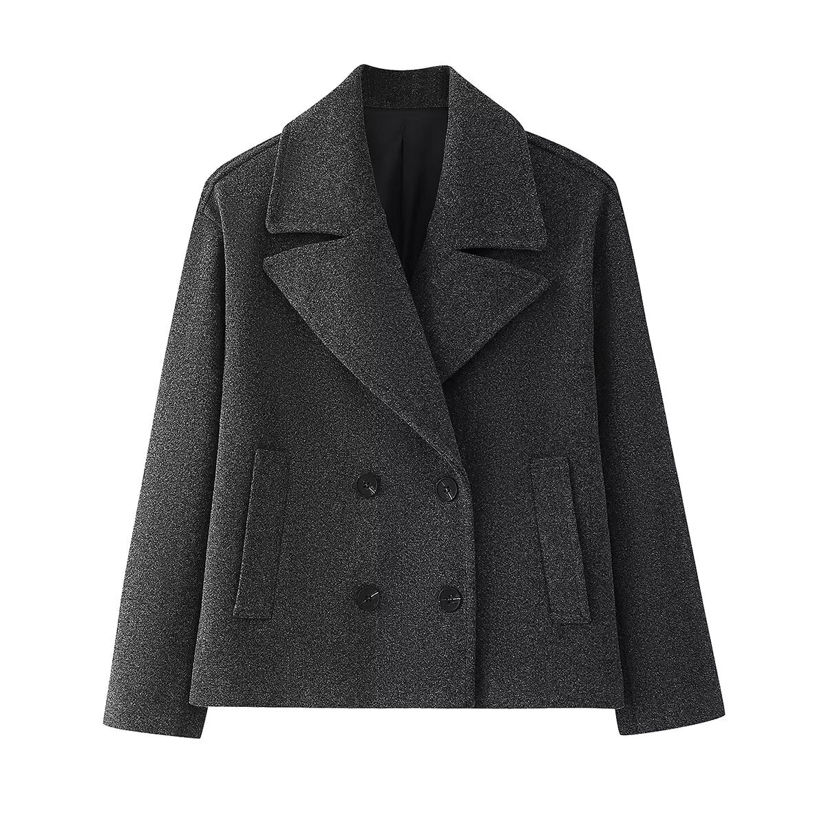 Double Breasted Wool Blend Short Coat – Shop Style Shark