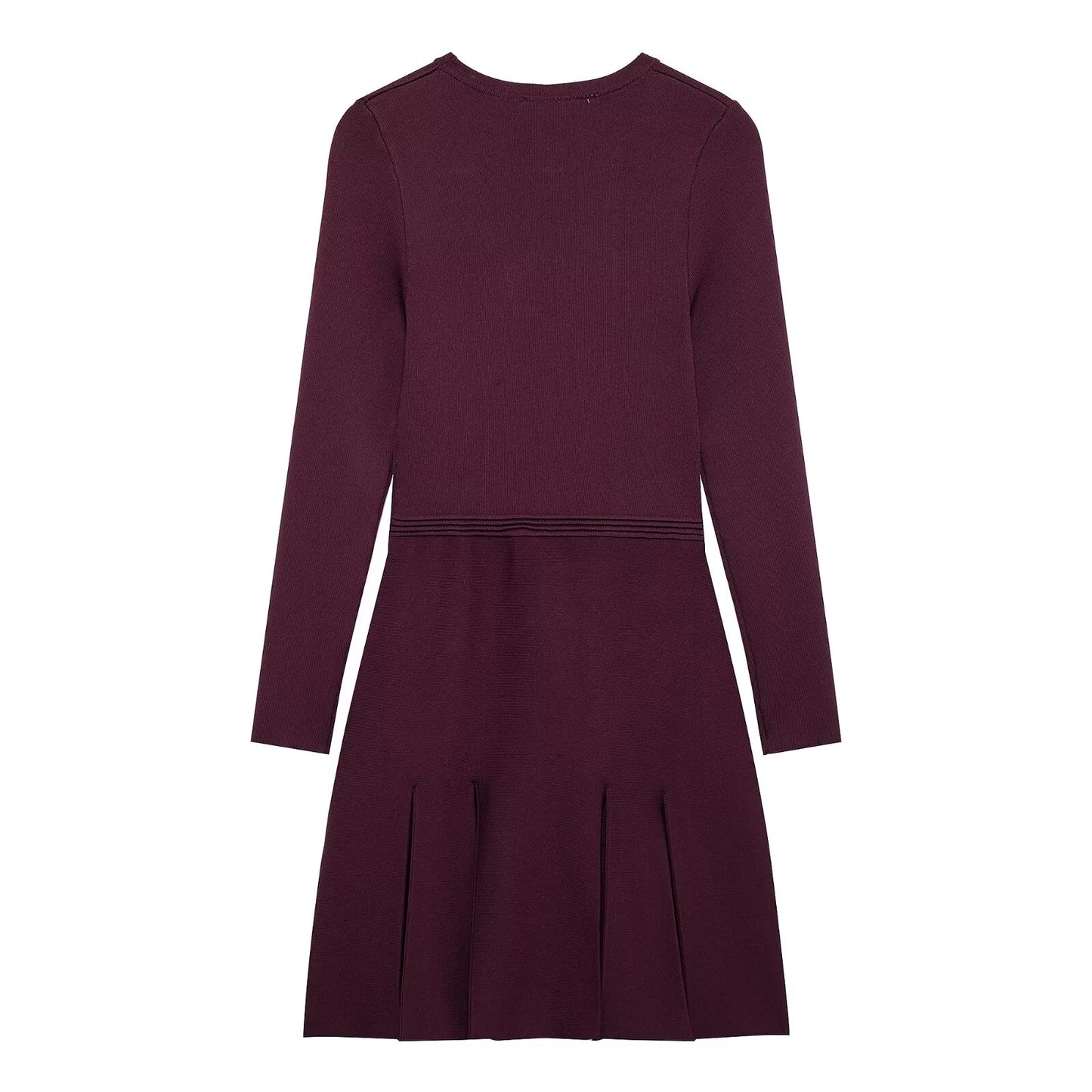 Long Sleeve Button Accent Fit and Flare Mini Dress