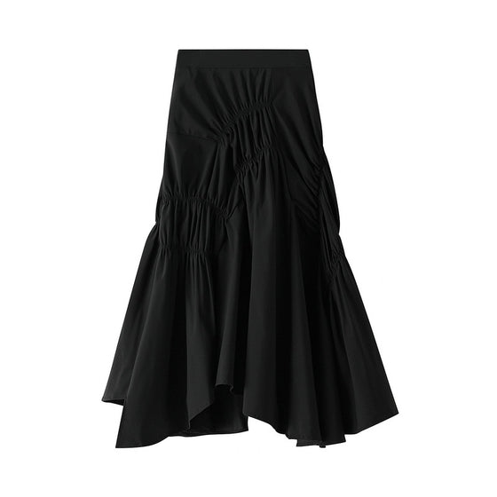 A Line Asymmetric Hem Midi Skirt