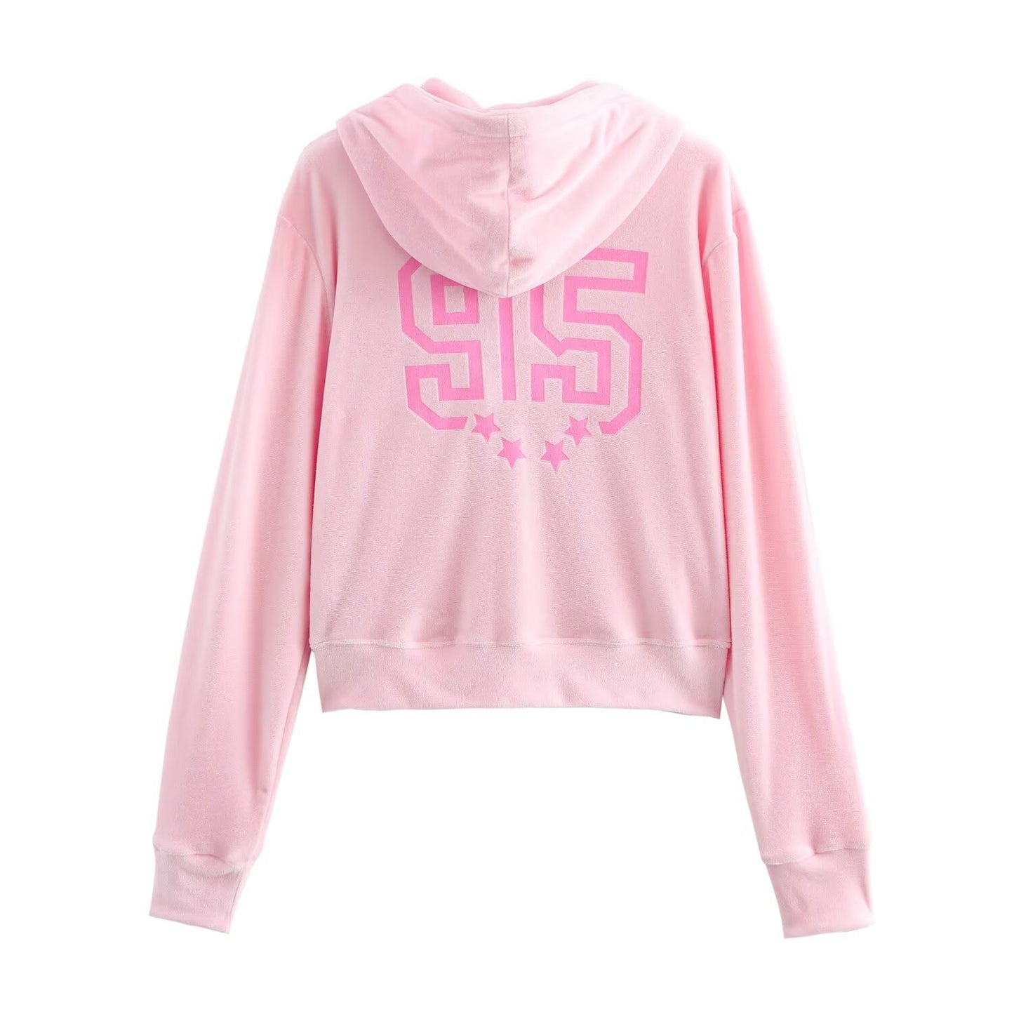 Graphic Print Velour Hoodie and Sweats Set