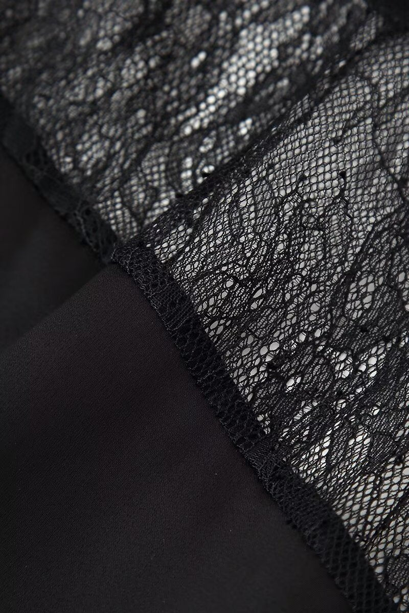 Lace Panel Halter Maxi Dress
