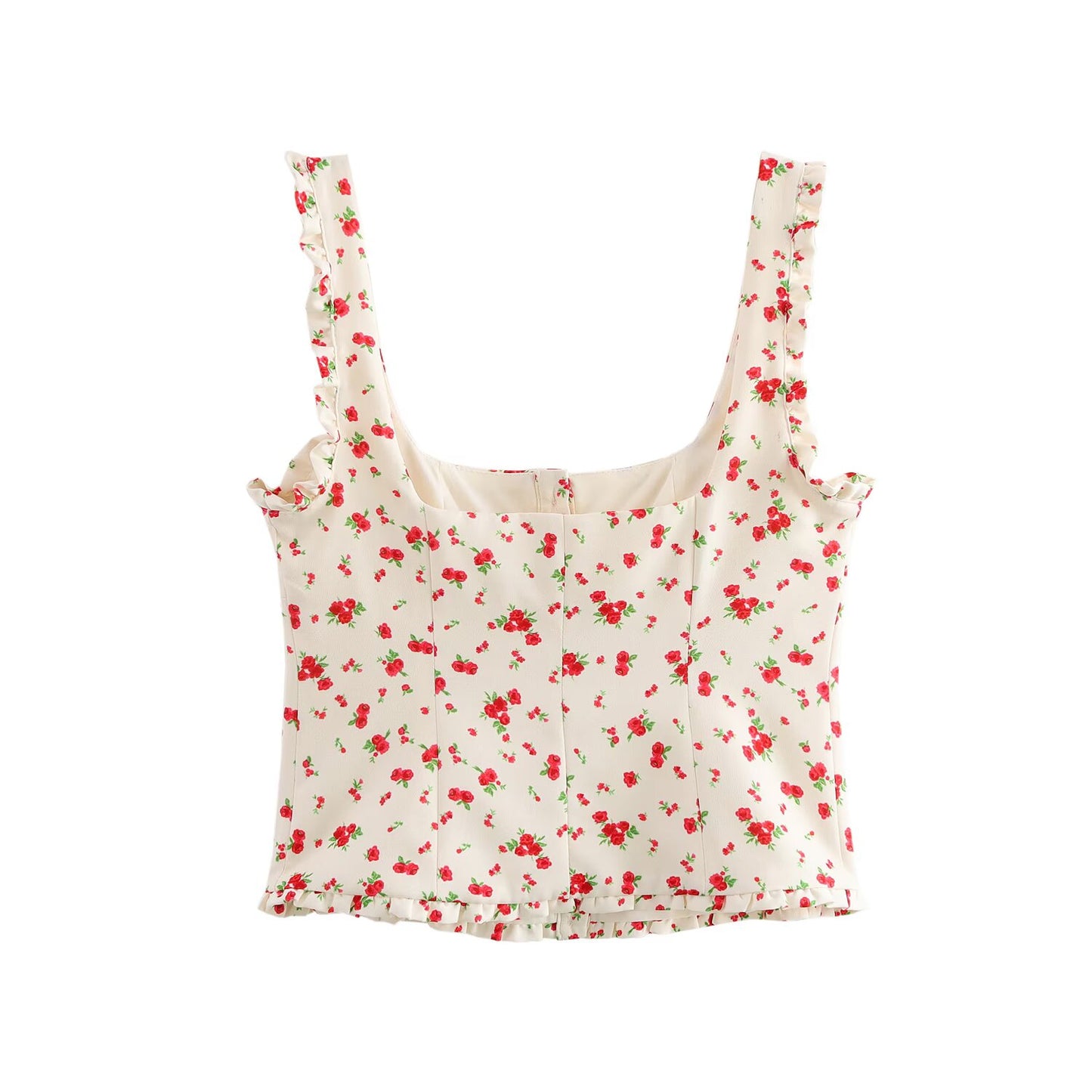 Floral Print Square Collar Top and Mini Skirt Set