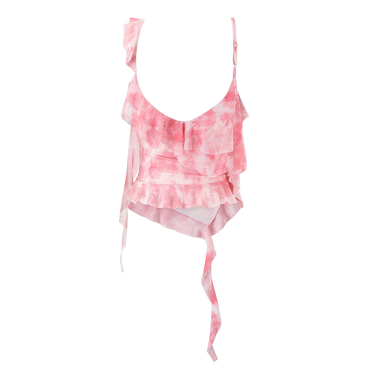 Asymmetric Spaghetti Strap Tie Dyed Top and Skirt