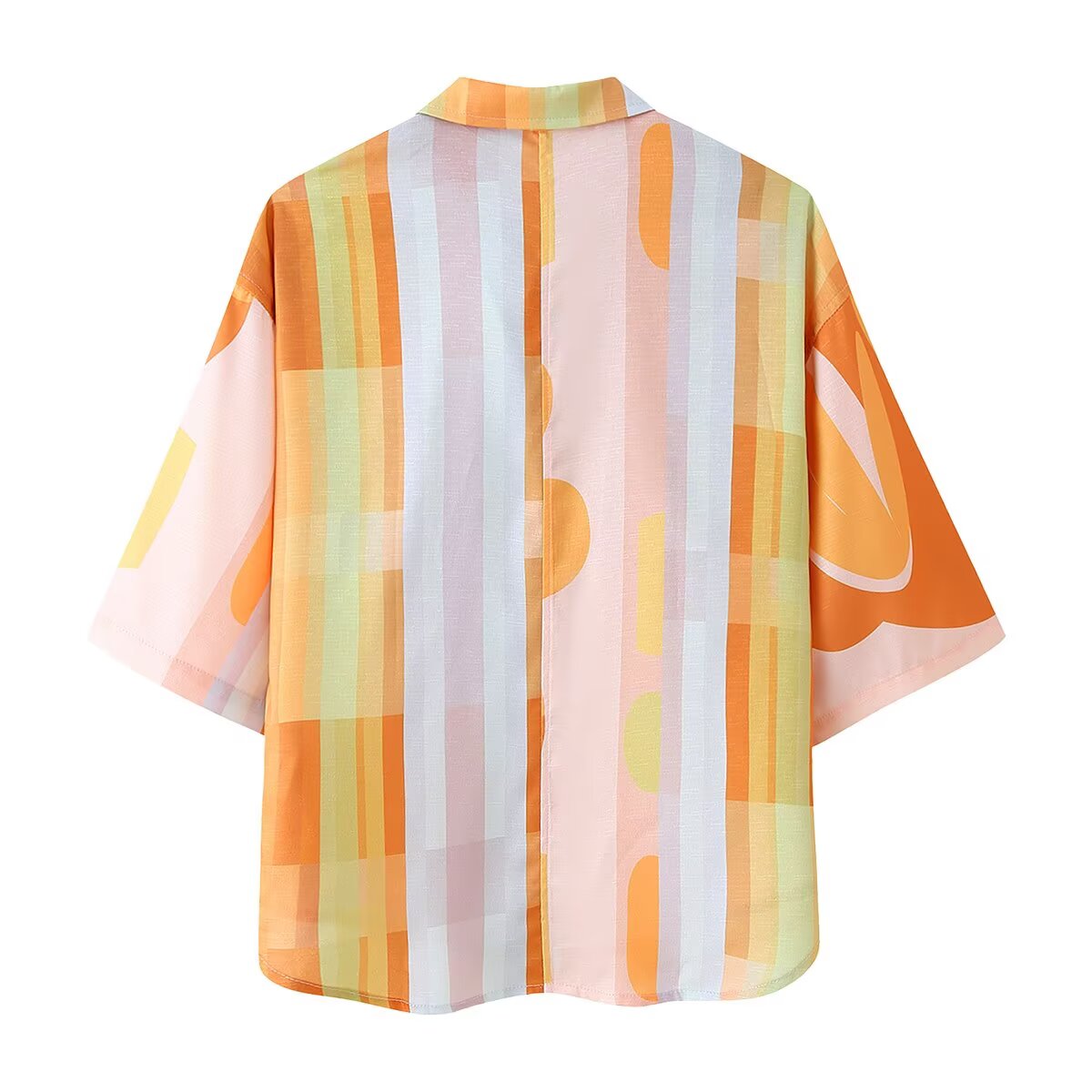 Print Loose Fitted Short Sleeve Button Down and Short Set