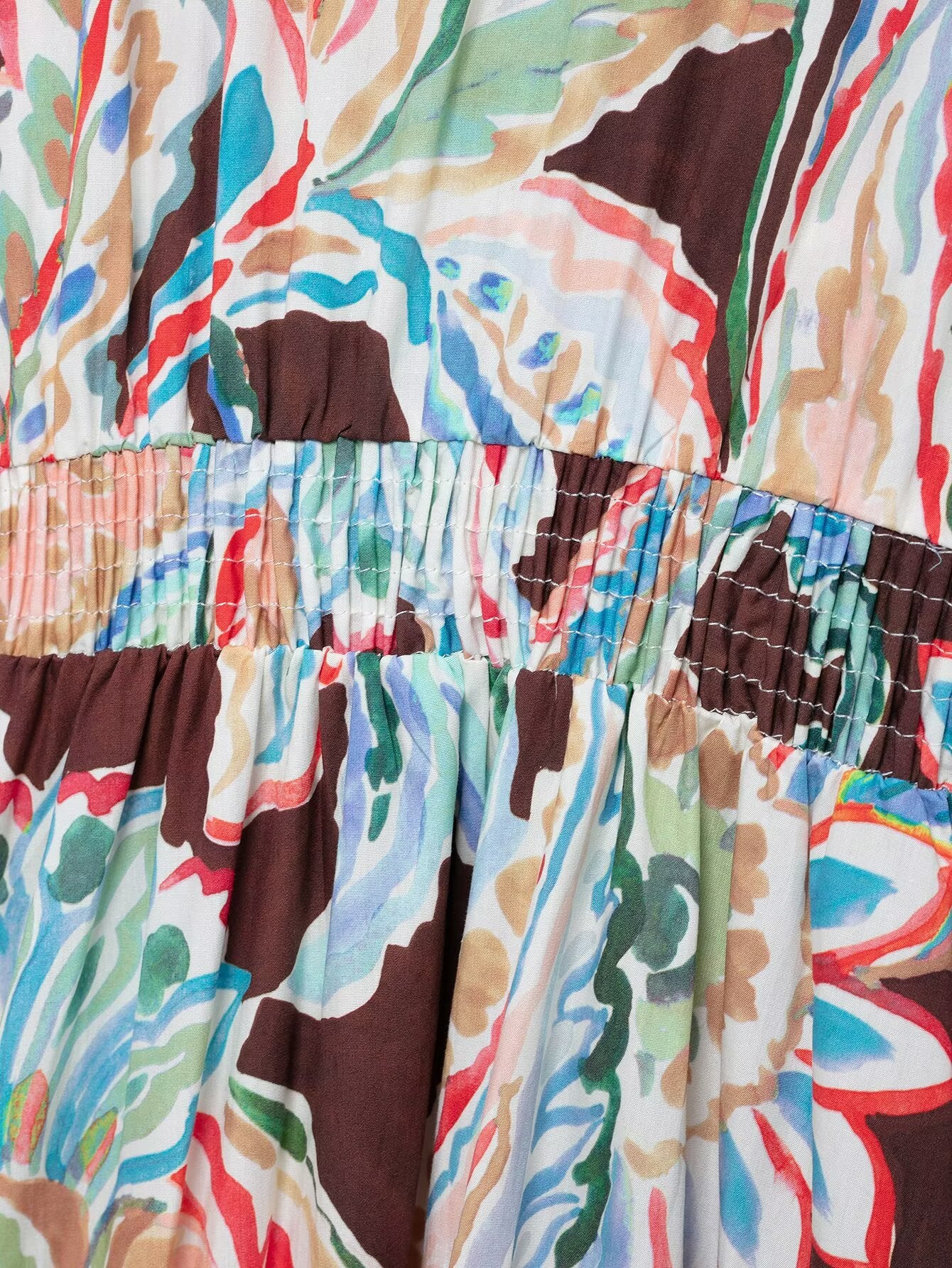 Print V-Neck Short Sleeve Maxi Dress