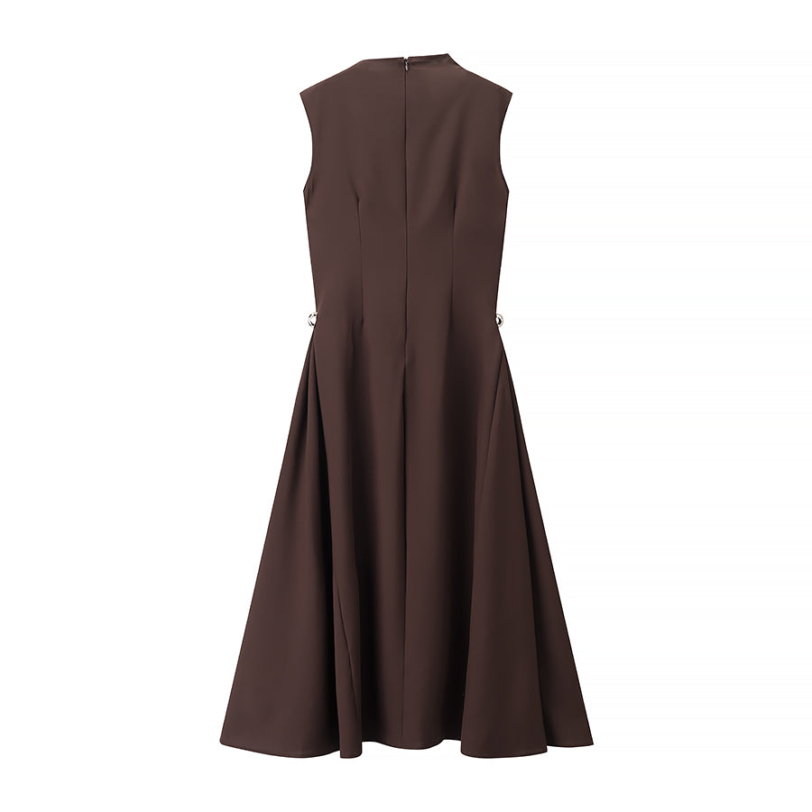 Drop Waist Sleeveless Broach Maxi Dress