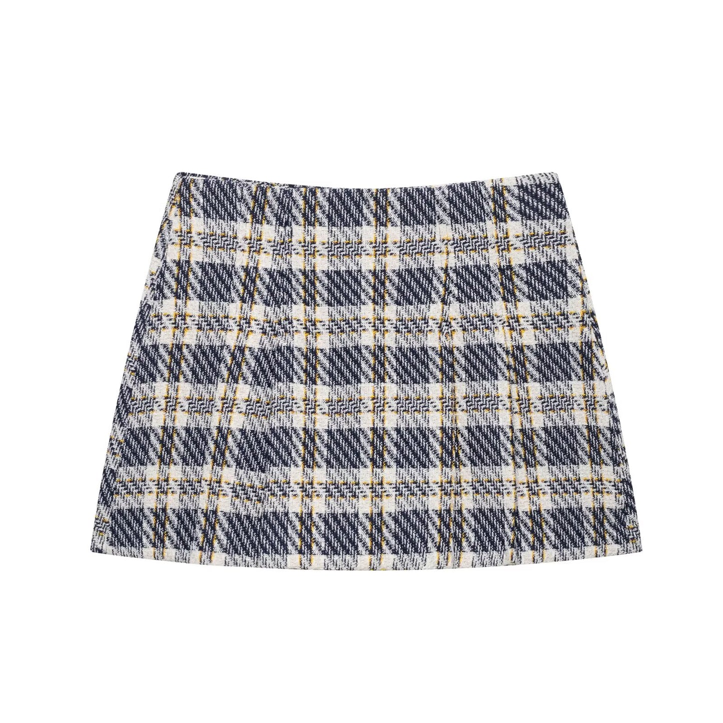 Plaid Sleeveless Button Down Top and Skirt Set