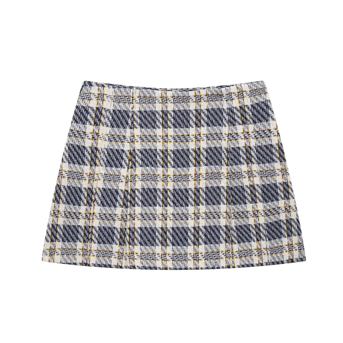 Plaid Sleeveless Button Down Top and Skirt Set